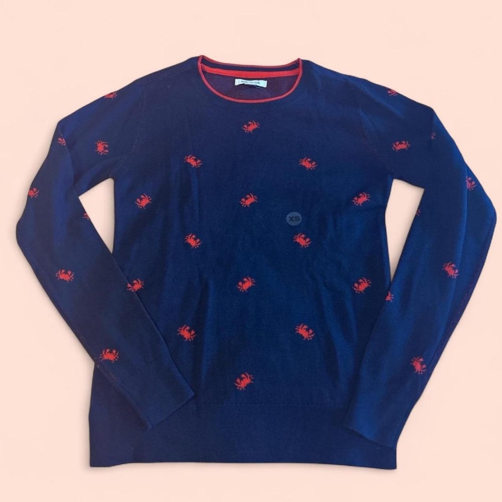 Nautica Crab Print Sweater XS